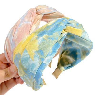 China Wholesale Japanese and Korean Comfortable Soft Dye Tie Off Edge Cloth Hair Circle Hair Bands Girls Hair Accessories Headband for sale