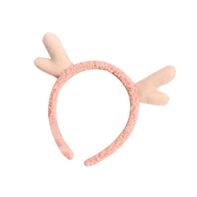 China Popular Cute Elk Red Hair Plush Party Hair Band Lady Antler Headband Cartoon Elastic Hair Accessories for sale