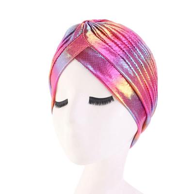 China Protect Twisted Glitter Chemo Skull Cap Fashion Luxury Hair Loss Stretchy Turban for sale