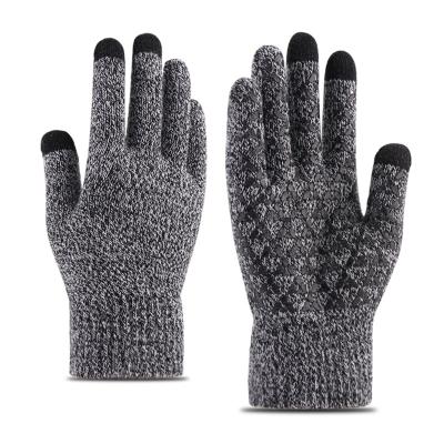 China Soft knitted warm gloves for men and women winter non-slip touch screen gloves with wool-acrylic gloves for sale