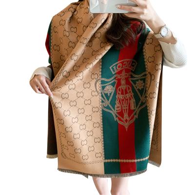 China Popular cashmere shield scarf with letters extra thick and warm shawl for women's autumn/winter new style scarves for sale