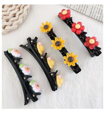 China Wholesale new fresh flower children's hairpin children's hairpin duck mouth clip joker popular creative band hairpin for sale