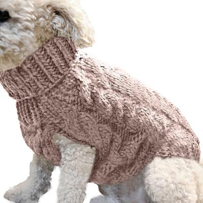 China Stocked Pet Clothes European And American Autumn And Winter New Pet Clothes Solid Color Mahogany Dog Sweater Knitted Warm Pet Clothes for sale