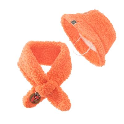 China New Soft Shaker Fleece Warm Children's Fisherman's Hat Scarf Set Baby Hat Kids Scarf for sale