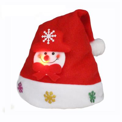 China Character Christmas Decoration New Station Along Wide Led Light Think Children Christmas Santa Claus Hat Cap for sale