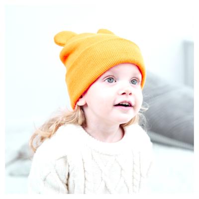 China Comfortable autumn and winter new simple elastic baby knit hats and hats children's children's hat warm children's hat bear ears for sale