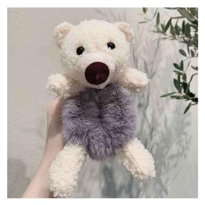 China Ponytail Plush Hair Circle Hair Band Girls Head Scrunchies Cute Bear Cuddly Grip Rope Tie Elastic Hair Band Girls Scrunchies for sale