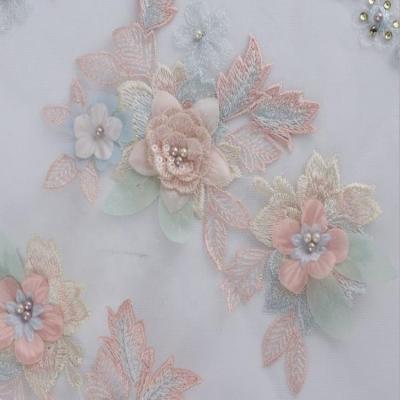 China Beautiful Embroidery Breathable Elegant Wedding Lace Beaded Fabric For Dress for sale