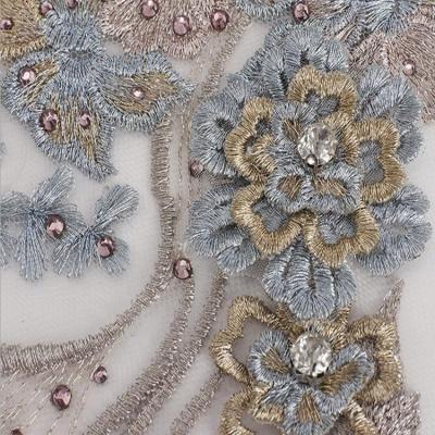 China Viable African Bridal Tulle Embroidery Flower Lace For Wedding Dress for sale