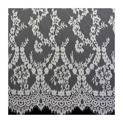 China Breathable French White Floral Garment Dress Fabric Wedding Lace Mesh Embroidery Handmade Hanfu Fabric for sale