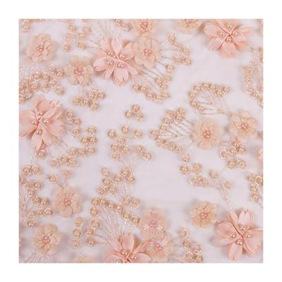 China Handmade Colorful New Product Style Bridal Dress Beads Lace And Sequin Embroidered Tulle Wedding Fabric for sale