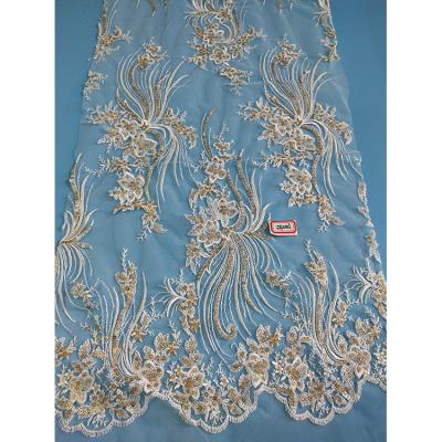 China 2020 French Lace Fabric Viable Designs Embroidery Flower Embroidered Fabric For Women Clothing for sale