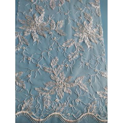 China Viable Bridal Lace Sequin Fabric Embroidery Flower Lace Fabric Turkey Lace Fabric for sale