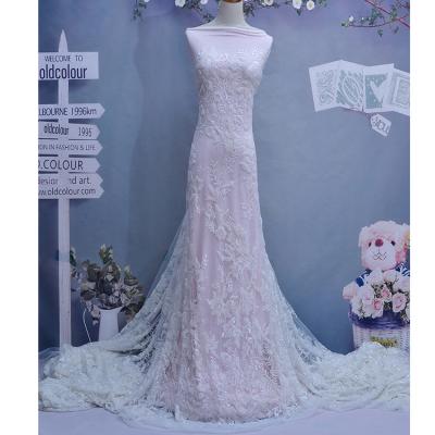 China Anti-Static Luxury Ivory Color Custom Design Elegant Ladies Fashion Fabric Wedding Lace for sale