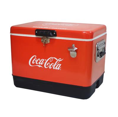 China Sustainable Camping and GRILLING Cooler Retro Portable Metal Box Ice Cooler for sale