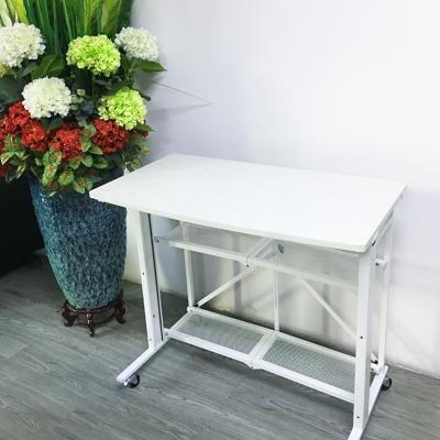 China Modern Cheap Height Adjustable Home Study Table Simple Folding Computer Desks With Shelf Wooden Writing for sale