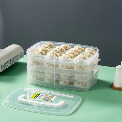 China Customized logo white transparent food container fresh storage boxes and bins dumpling storage box plastic frozen dumplings freshness preservation box for sale