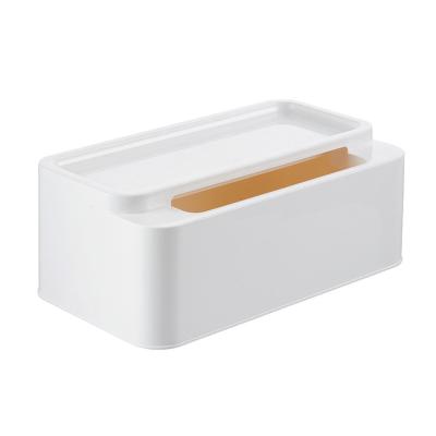 China Home Organizer Napkin Table Desk Storage Container Durable Plastic Cell Phone Holder Box Lid Tissue Paper for sale