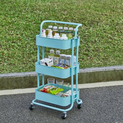 China Modern Environmental Friendly Multifunctional 3 Tier Slide Sliding Mobile Storage Trolley Rack for sale