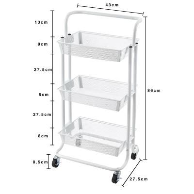 China Modern Universal 3 Layer Metal Storage Rack Kitchen Organizer Shelves Cart for sale