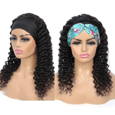 China Yaki Drop Shipping Wholesale Headband Wig DeepWave Hair Wigs, Headband Wigs Brazillian Hair For Women for sale