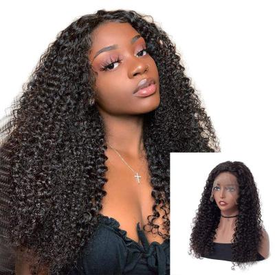 China Glueless Libertine Lace Curl Sheer Cuticle Aligned Natural Body Wave Mink Mongolian Kinky Curly Human 13x6 Lace Front Wig Black for sale