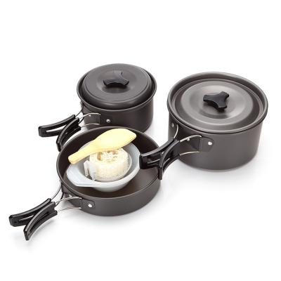 China Stocked Outdoor Camping Cookware Kit For 2-4 Person With Camp And Stove Rack Cooking Set for sale