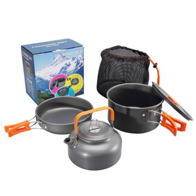 China Factory Stocked Camping Outdoor Cookware Water Tea Kettle Cooking Set for sale