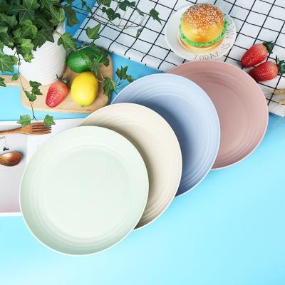 China New Arrival Plastic And Stocked Wheat Straw Food Container 9 10 Inch Flat Bowl for sale