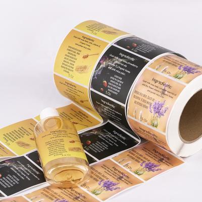 China Custom Self Adhesive Vinyl Waterproof Beauty Oil Bottle Labels Roll Sticker Waterproof Private Printing for sale