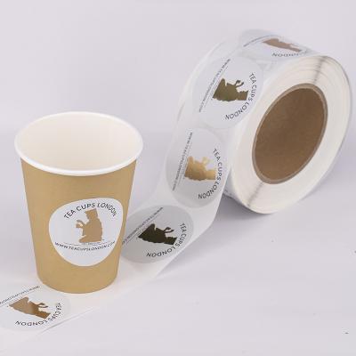 China Waterproof Custom Small Round Gold Foil Self Adhesive Stickers Printing Hot Stamping Stickers for Tea Cups Label for sale