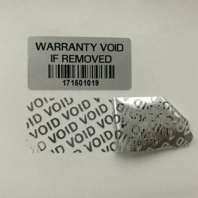 China 30x15mm Security Labels Custom Waterproof Seal Security Waterproof Void Warranty Void If Removed Stickers With Serial Barcode Numbers for sale