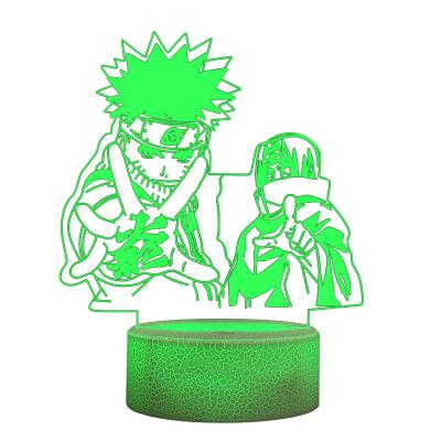 China Mediterranean Wholesale Kids Bedroom Lamp Acrylic Multicolor Kakashi Sasuke 3D Illusion Anime Design Bedroom Atmosphere Near Lamp for sale