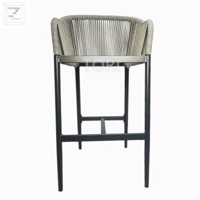 China Durable/UV Resistance/Rustproof/Anti-corrosion Round Bar Chair Armrest Resistance For Backrest And Armrest Black Color Dia28mm Aluminum Tubes Frame Outdoor High Leg Dining Chair for sale