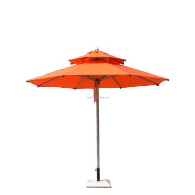 China Durable/Waterproof/Anti-corrosion Large Size 3 Meters Diameter Stylish Double Tops Outdoor Sunshade 2.0mm Thickness Parasol Umbrella Cafe Shop Patio Aluminum Pole for sale