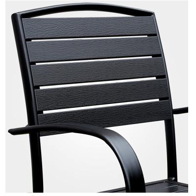 China Modern Plastic Wood Outdoor Chair With Armrest Aluminum Frame Various Colors Available Coffee Dining Chair for sale