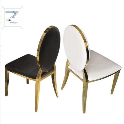 China Comfortable Luxury PU Dining Chair With Stainless Steel Frame Leg for sale