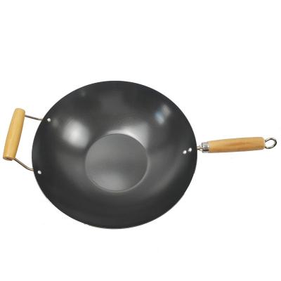 China Sustainable Carbon Steel Wok Non Sticking Home Cooking 35cm Wok With Two Handles Frying Pan Chinese Wok Pan for sale