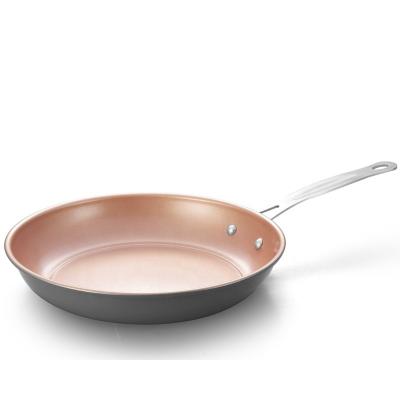 China Minimalist 20cm Non Stick Carbon Steel Frying Pan With Copper Effect For Gas Or Induction Cooking for sale