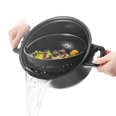 China 2022 Viable New Noodle Steamer Cooking Pot Set With Inner Basket Rack Tall Strainer Body Cooking Pasta Pots for sale