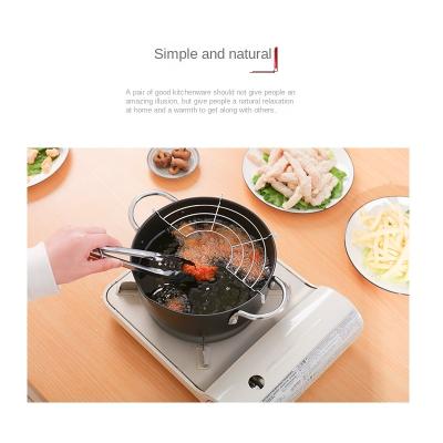 China Qiaodeng18cm Japanese Style Sustainable Tempura Frying Pot Nonstick Cookware Pan with Oil Filter Rack Small Egg Pancake Omelet Deep Fryer for sale