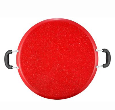 China Minimalist 28cm Pizza Pan r Induction Pancake Pan With Marble Coating Non-Stick Pizza Pan With Double Bakelite Ear for sale