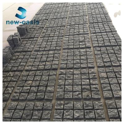 China Tumbled G684 black granite mesh paving for sale