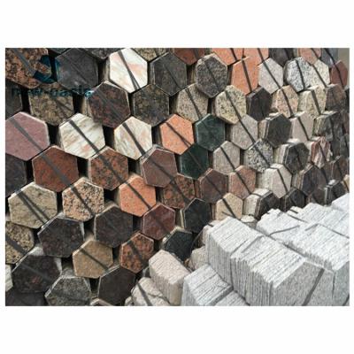 China Hexagon shape mixed color  granite paving stone for sale