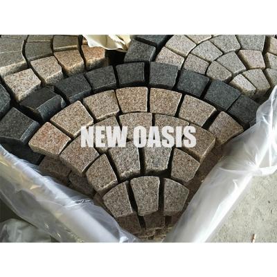 China light yellow misty yellow G682 granite in bushhammered flamed all sides natural for fanshape paving cube stone cobblestone zu verkaufen