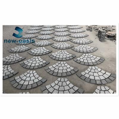 China Light grey mix with dark grey fan shape paving for sale