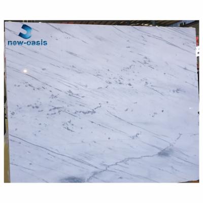 China Cheap Chinese guangxi white marble white color with grey veins mable gangsaw slab  polished for sale