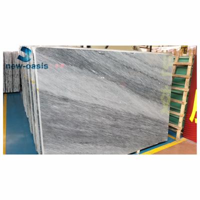 China Cheap Chinese cloudy grey marble natural stone   with straight white veins marble bookmatch marble for flooring wall for sale