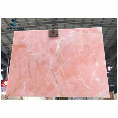 China High transmittance interior Decoration Factory Direct Sale Pink Onyx crystal pink Jade Stone rose rosalia rosa aurora onyx  Slab for sale