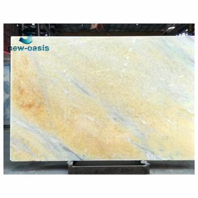 China Golden crystal onyx yellow straight veins Natural Big Onyx Marble Slab Book Match sardonyx agate slabs for countertop floor zu verkaufen